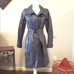 Ellie Tahari long raincoat trench coat blue